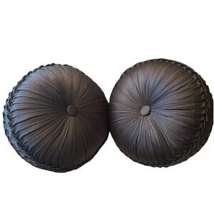 J. Queen New York Bohemia 2 Round Tufted 15" Pillows Graphite Throw Accent